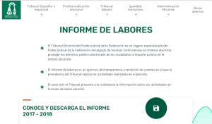 pagina de inicio del portal del informe de labores