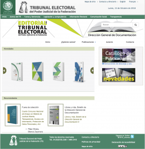 pagina de inicio del sitio de consulta de publicaciones del TEPJF